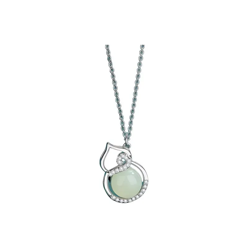 Andaozi Natural Hetian Jade Necklace Pale Greenish White Jade Unisex-5
