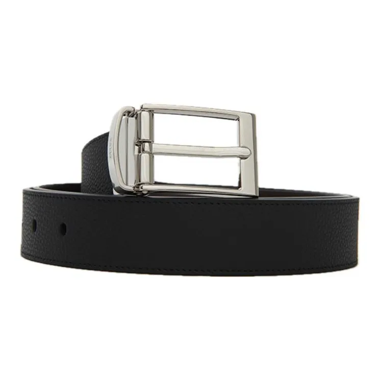 BALLY Cow Leather Leather Belts Men's Black Width 3.5CM-1