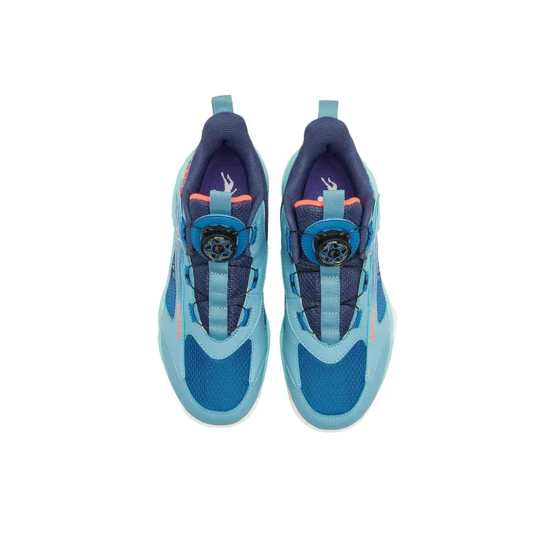 QIAODAN Anti Slip Wear Resistant Mid Top Children's Basketball Shoes Island Blue/Serene Blue Teenagers-3