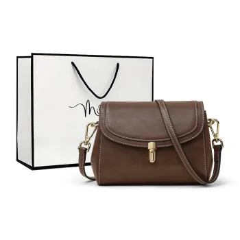 MILLIE'S Cow Leather Shoulder Bag Crossbody Bag Small Square Bag Regular Women's Coffee/Ecru/Caramel