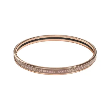 HERMES Enamel Bangles Unisex Rose Gold