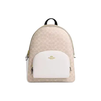 COACH Court Coated Canvas With Leather Backpack Tubas Women's Beige