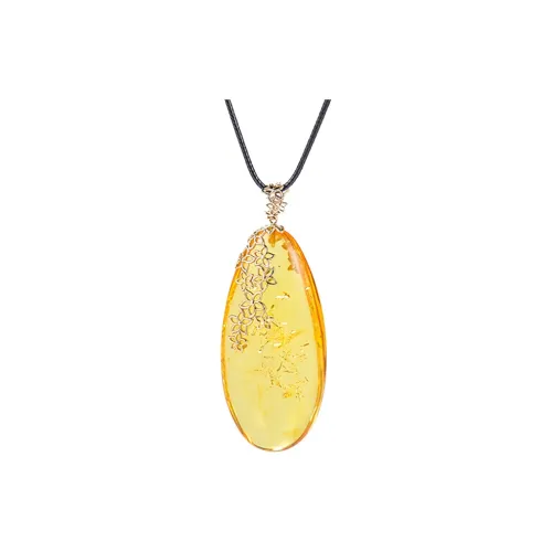 S&A 14K Gold Set With Amber Beeswax Fine Jade Necklaces Women's