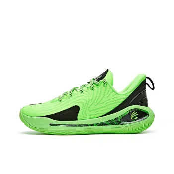 Under Armour Breathable Lightweight Cushioning Low Top Children's Basketball Shoes Green Teenagers