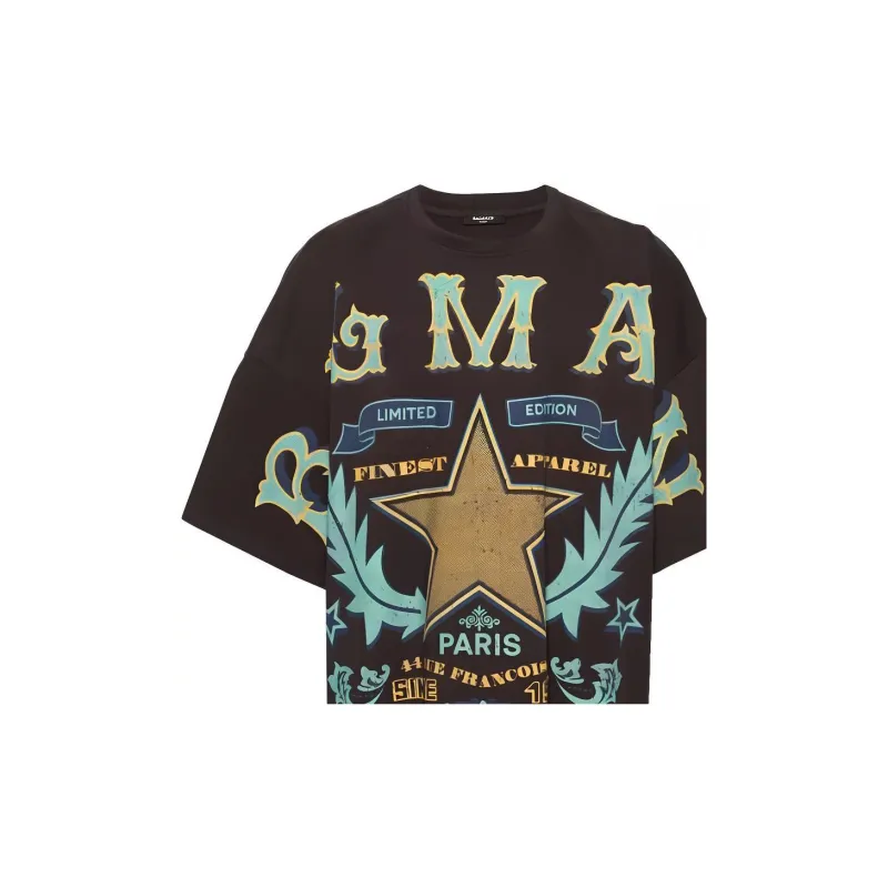 BALMAIN Western-style Print Cotton Tshirt-4