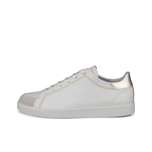 Ecco STREET LITE Anti Slip Wear Resistant Low Top Skateboard Shoes Women's White Gold