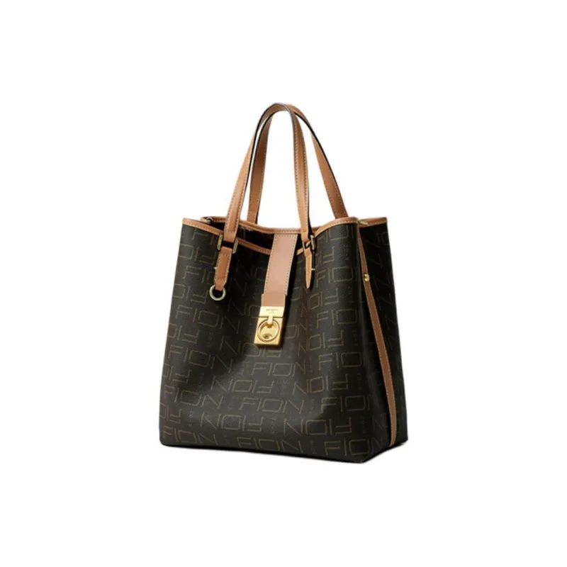 FION Canvas Canvas Bag Handbags Women's Brown Camel-1