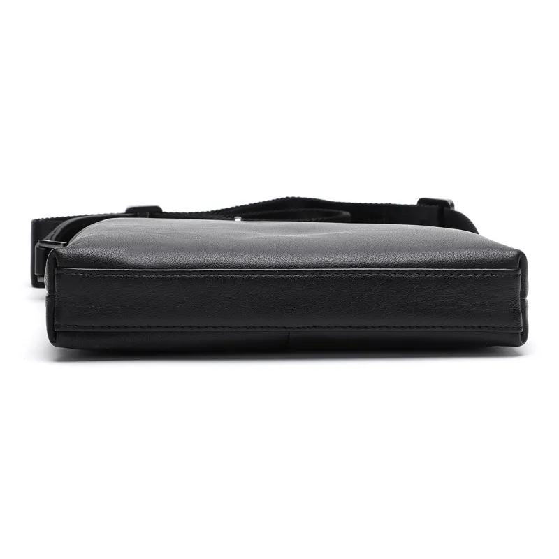 ELLE HOMME Cow Leather Shoulder Bag, Crossbody Bag Regular Men's Black-5