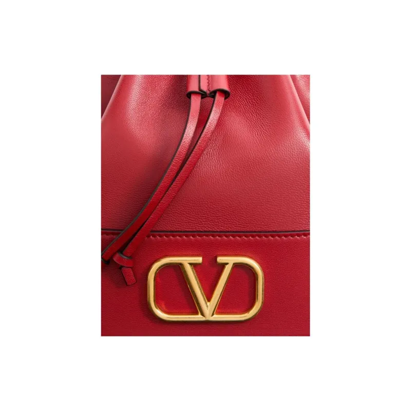 Valentino VLogo Signature Sheepskin Bucket Bag, Shoulder Bag Mini Women's Red-5