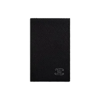 CHANEL Wool Knit Scarves Women's Black