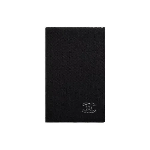 CHANEL Wool Knit Scarves Women's Black