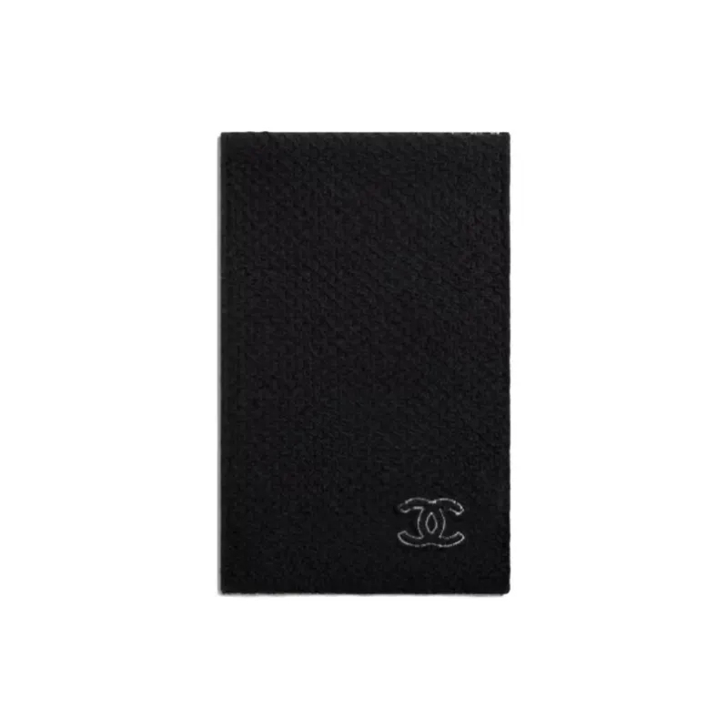 CHANEL Wool Knit Scarves Women's Black-0