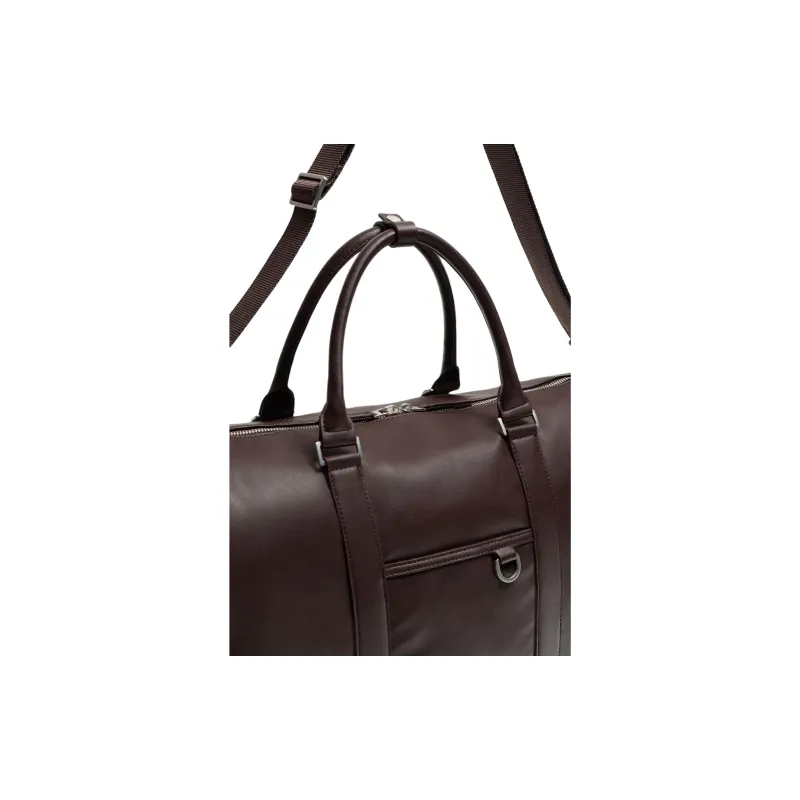 ZARA Polyurethane Portable Travel Bag Men's Brown-3
