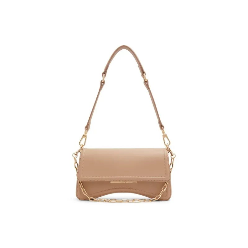 ALDO Artificial Leather Saddle Bag, Shoulder Bag Medium Size Women's Black/Dark Beige/Khaki-6