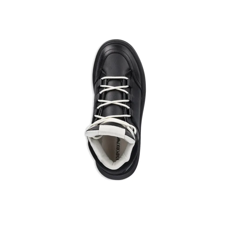 EMPORIO ARMANI High Top Skateboard Shoes Men's Black-4