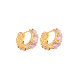 White and Purple Dual-Color Zircon Clip-on Earrings