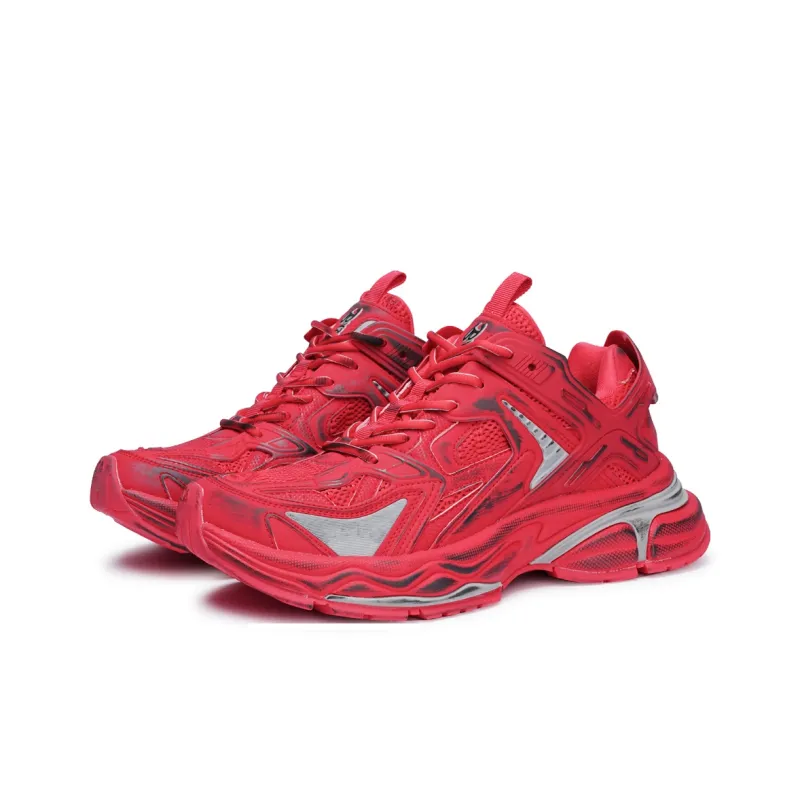 BASLS Chunky Sneakers Unisex Low Top Red/Dirty Red-11