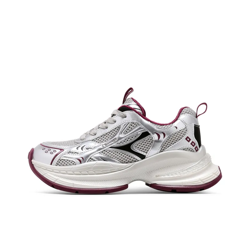 C°BANNER Wear Resistant Low Top Chunky Sneakers Women's Burgundy-0
