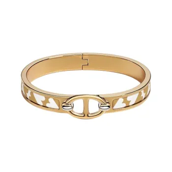 HERMES Gold Plated Enamel Bangles Unisex White