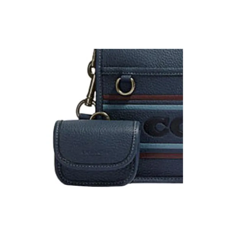 COACH Heritage Cow Leather Patchwork Shoulder Bag Crossbody Bag Medium Size Women's Dark Blue-3