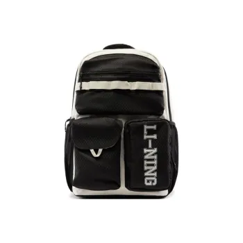 LiNing Sports Life Collection Polyester Backpack Unisex Black & Silver Fir Gray