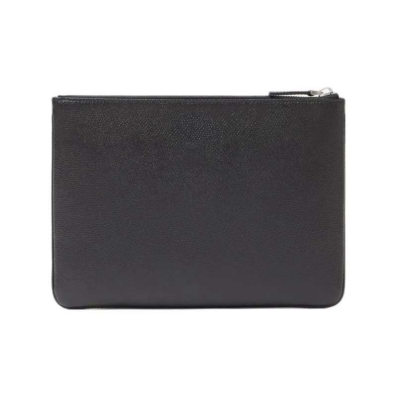 Valentino VLogo Signature Grained Calfskin Clutch Men's Black-3