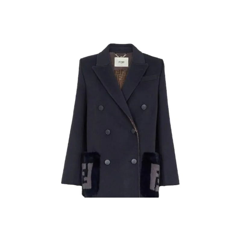 FENDI Coats Women's Blue-3