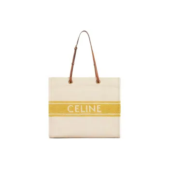CELINE Fabric With Cow Leather Square Handbag, Tote Bag, Shoulder Bag Women's
