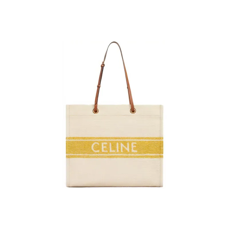 CELINE Fabric With Cow Leather Square Handbag, Tote Bag, Shoulder Bag Women's-0
