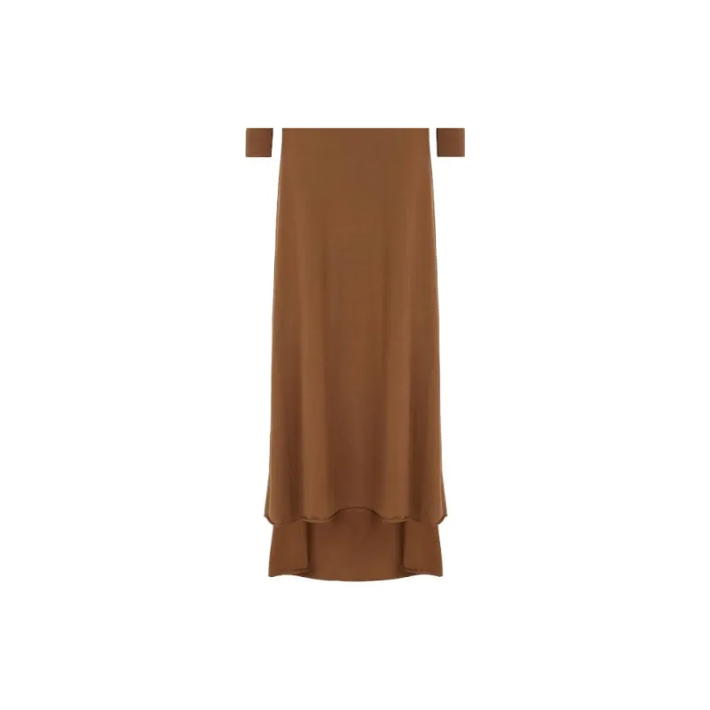 FENDI Brown Wool Dress Long Sleeved Dresses Women's Brown-3