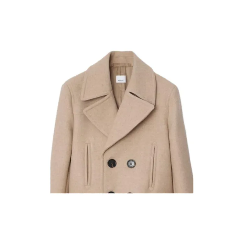 Burberry Wool Blend Pea Coat Men's Umber-1