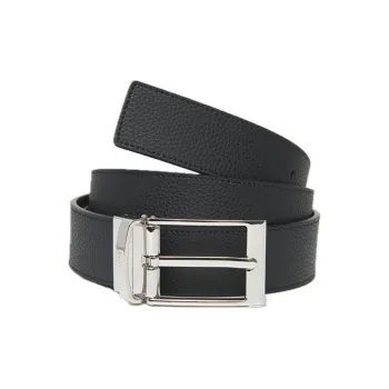 BALLY Cow Leather Leather Belts Men's Black Width 3.5CM