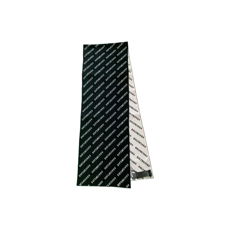 Balenciaga Wool Knit Scarves Women's Black White-4