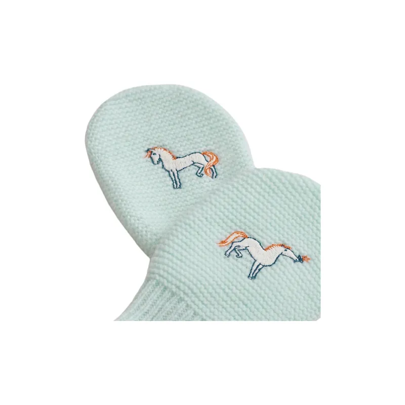HERMES Cashmere Knit Gloves Kids' Green-2