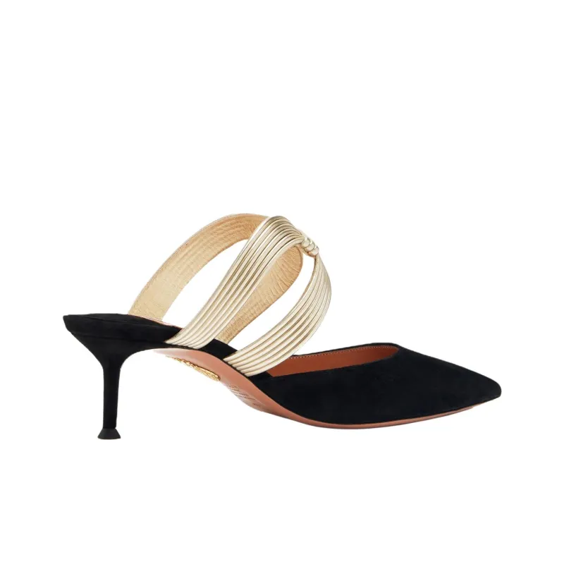 AQUAZZURA Closed Toe Slippers 5cm Women's Black-3