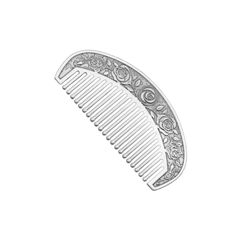 QINGFU 999 Fine Silver Semi Circular Comb For Scraping And Massaging Women's-3