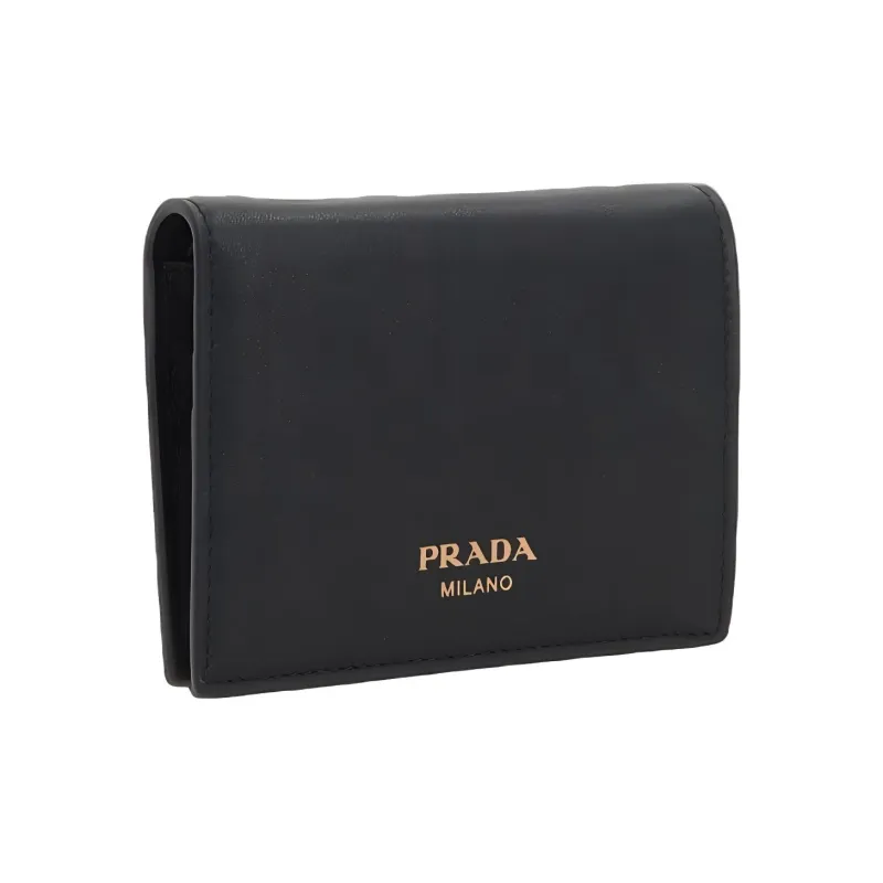 PRADA Calfskin Wallet Women's Black-1
