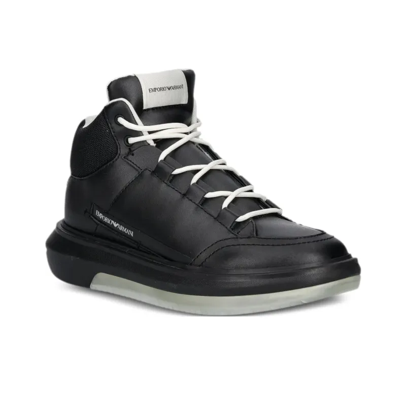 EMPORIO ARMANI High Top Skateboard Shoes Men's Black-2