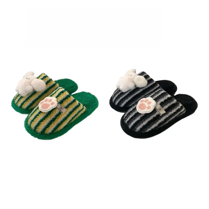 Thin Strips Cotton Slippers Unisex, Pink-38