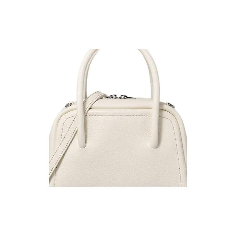 DISSONA Cow Leather Shoulder Bag, Crossbody Bag, Handbag Medium Size Women's Ecru-1