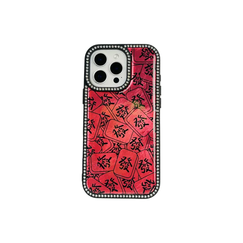 Wei Xin Acrylic Material Red Hair Word Mahjong Phone Cases Compatible With IPhone 16/15 Pro Max/Apple 13/14 Pro/Max-2