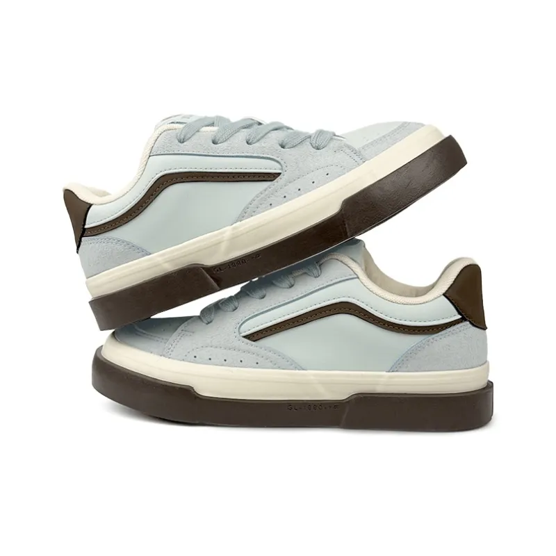 Mengsai Anti Slip Wear Resistant Low Top Skateboard Shoes Women's Light Blue-3