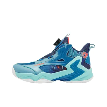 QIAODAN Anti Slip Wear Resistant Mid Top Children's Basketball Shoes Island Blue/Serene Blue Teenagers