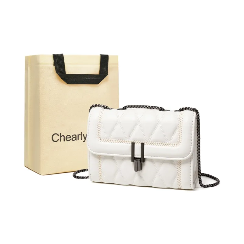 Chearly Kitity PU Shoulder Bag Regular Women's Vintage Black/Ecru-4