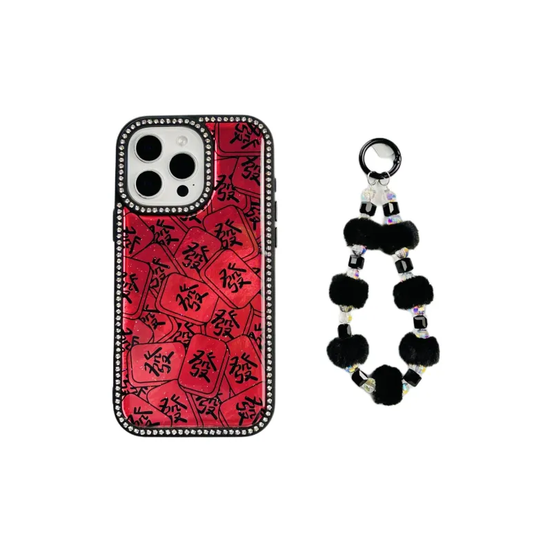 Wei Xin Acrylic Material Red Hair Word Mahjong Phone Cases Compatible With IPhone 16/15 Pro Max/Apple 13/14 Pro/Max-1