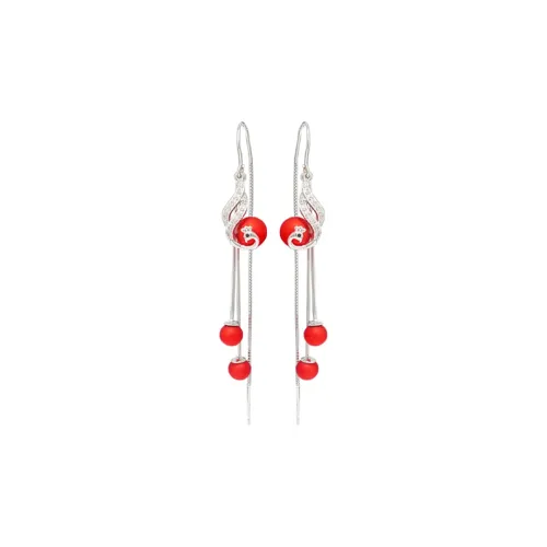 Old Qingyun Silver Building 990 Silver Earrings Women's