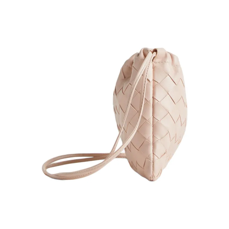 Bottega Veneta Cow Leather Clutch Shoulder Bag Trumpets Women's Relief Pink-1