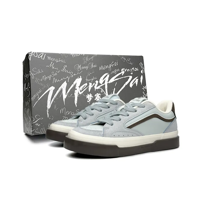 Mengsai Anti Slip Wear Resistant Low Top Skateboard Shoes Women's Light Blue-0