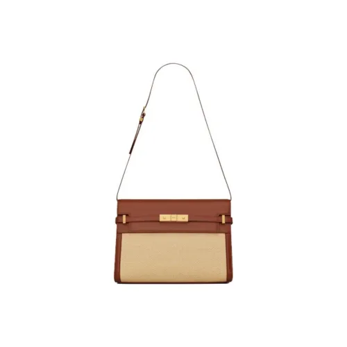 SAINT LAURENT MANHATTAN Leather Crossbody Bag Shoulder Bag Women's Beige