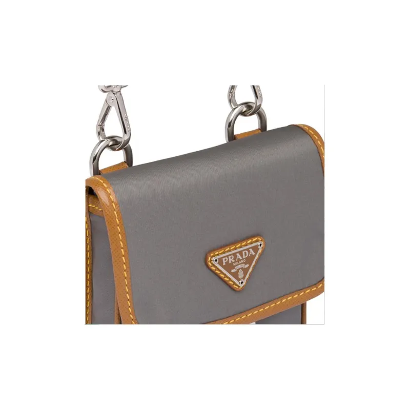 PRADA Nylon Cell Phone Pouch Crossbody Bags Unisex Gray-3